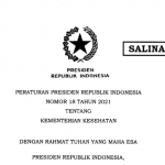 Presiden Jokowi Terbitkan Perpres No 18 Th 2021 Tentang Kementrian Kesehatan
